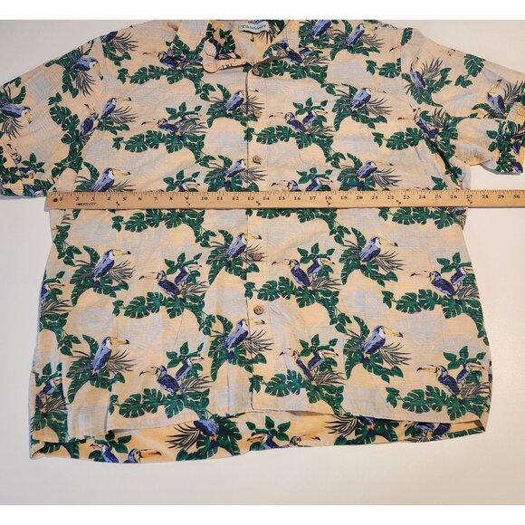 Caribbean Hawaiian Shirt Short Sleeve Tropical Toucans Birds Floral Mens XXL 2XL - Picture 10 of 12